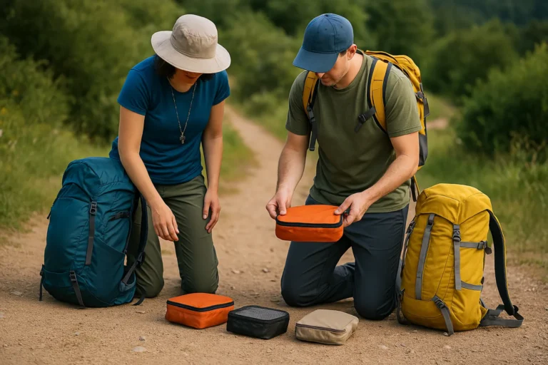 Bolsas organizadoras internas para mochilas de peregrinação com múltiplos itens essenciais